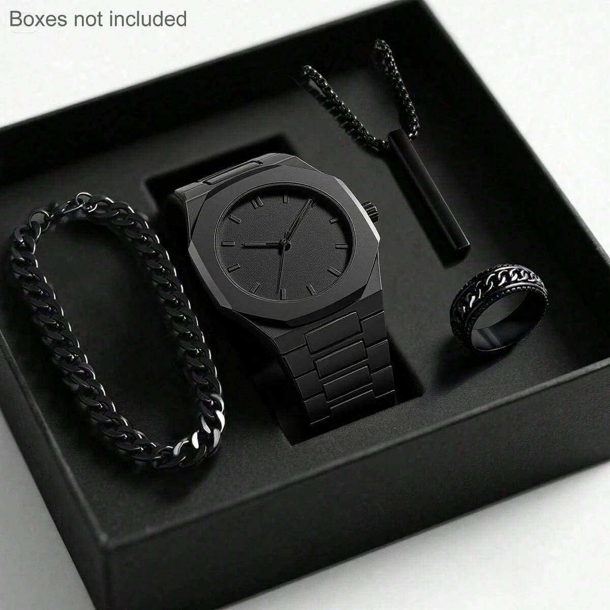 Mens Quartz Watch Necklace Bracelet Set - A-1 Thread Vault