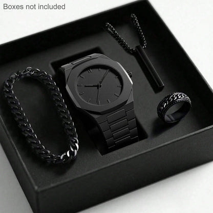Mens Quartz Watch Necklace Bracelet Set - A-1 Thread Vault