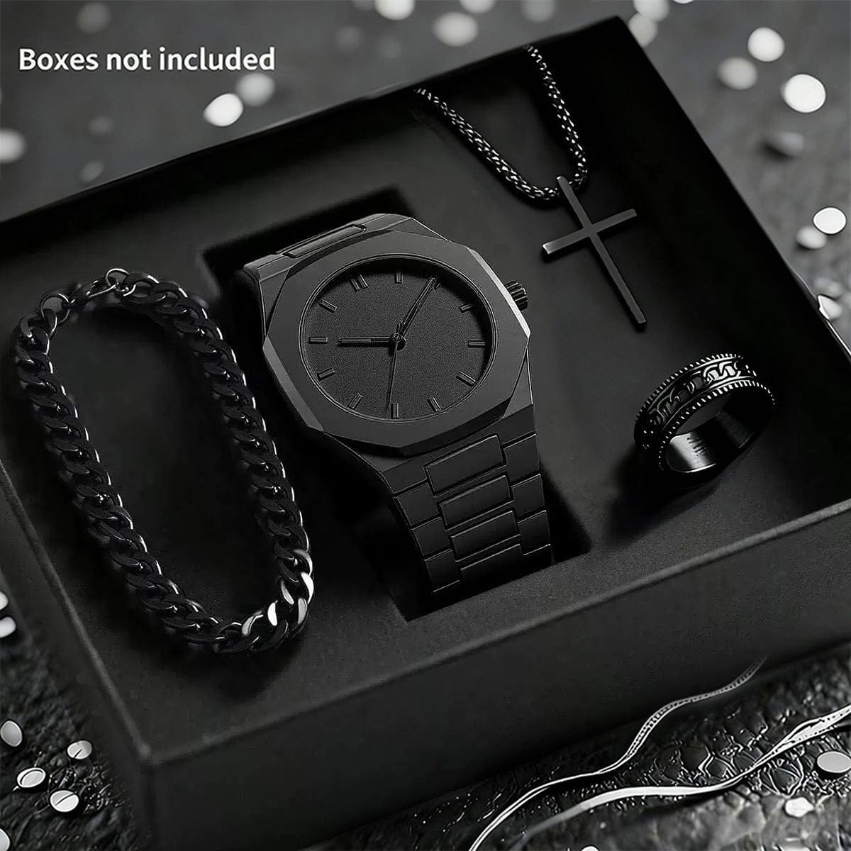 Mens Quartz Watch Necklace Bracelet Set - A-1 Thread Vault