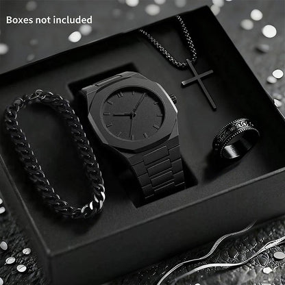 Mens Quartz Watch Necklace Bracelet Set - A-1 Thread Vault