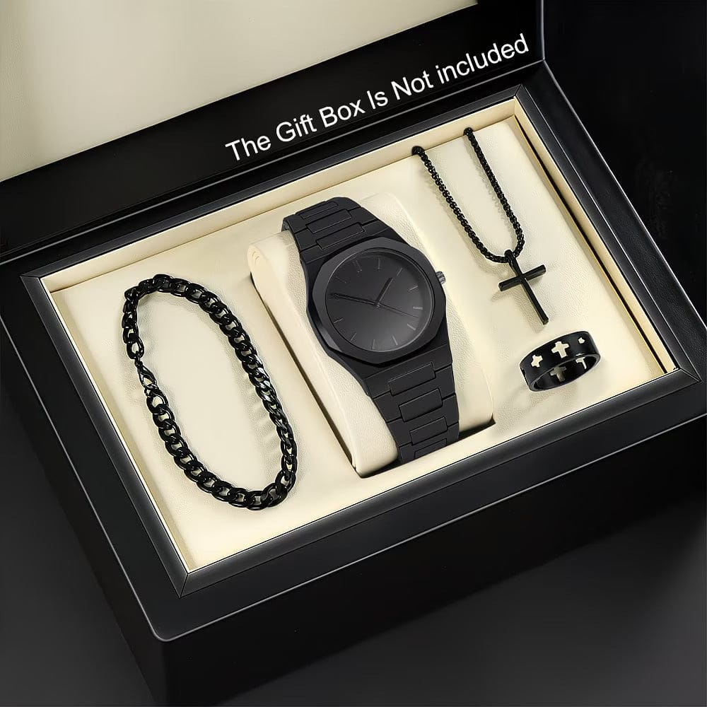 Mens Quartz Watch Necklace Bracelet Set - A-1 Thread Vault