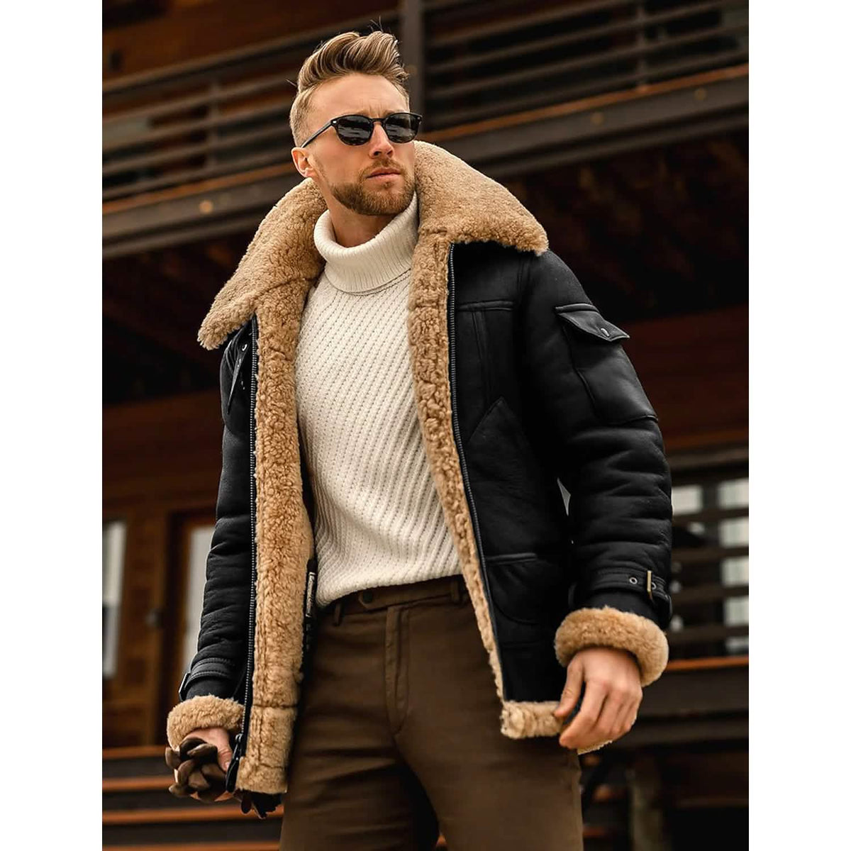 Men's Shearling Coat Winter Jacket - A-1 Thread Vault