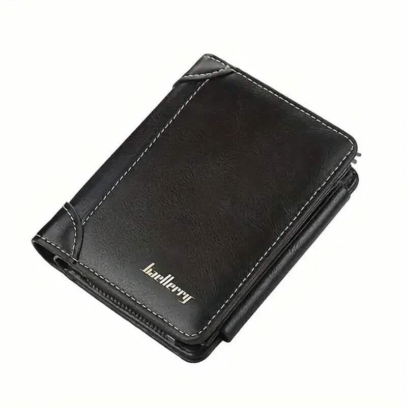 Men's Short Multi-Card Slots Tri-Fold Zipper Coin Pocket Wallet - A-1 Thread Vault