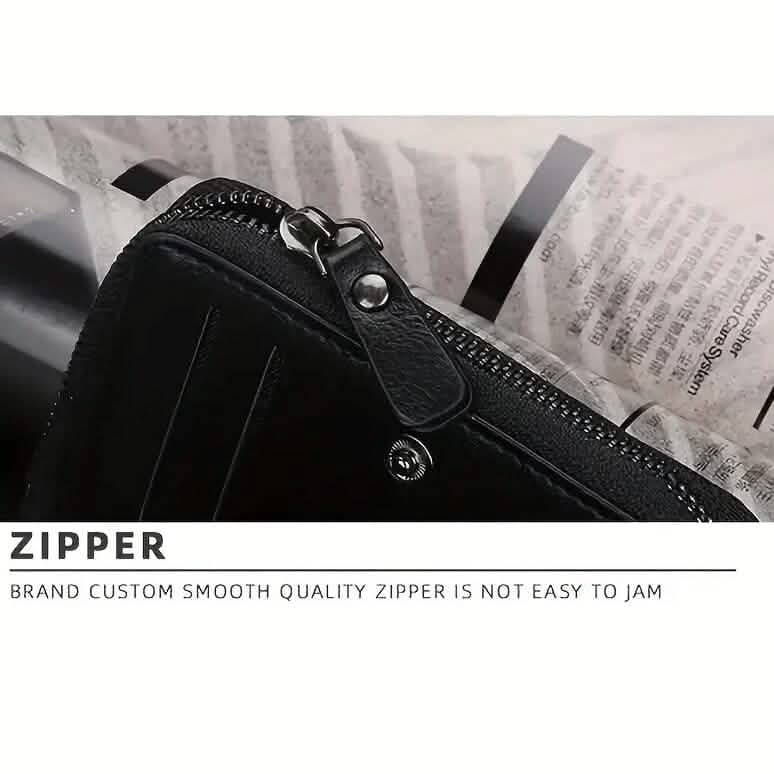 Men's Short Multi-Card Slots Tri-Fold Zipper Coin Pocket Wallet - A-1 Thread Vault