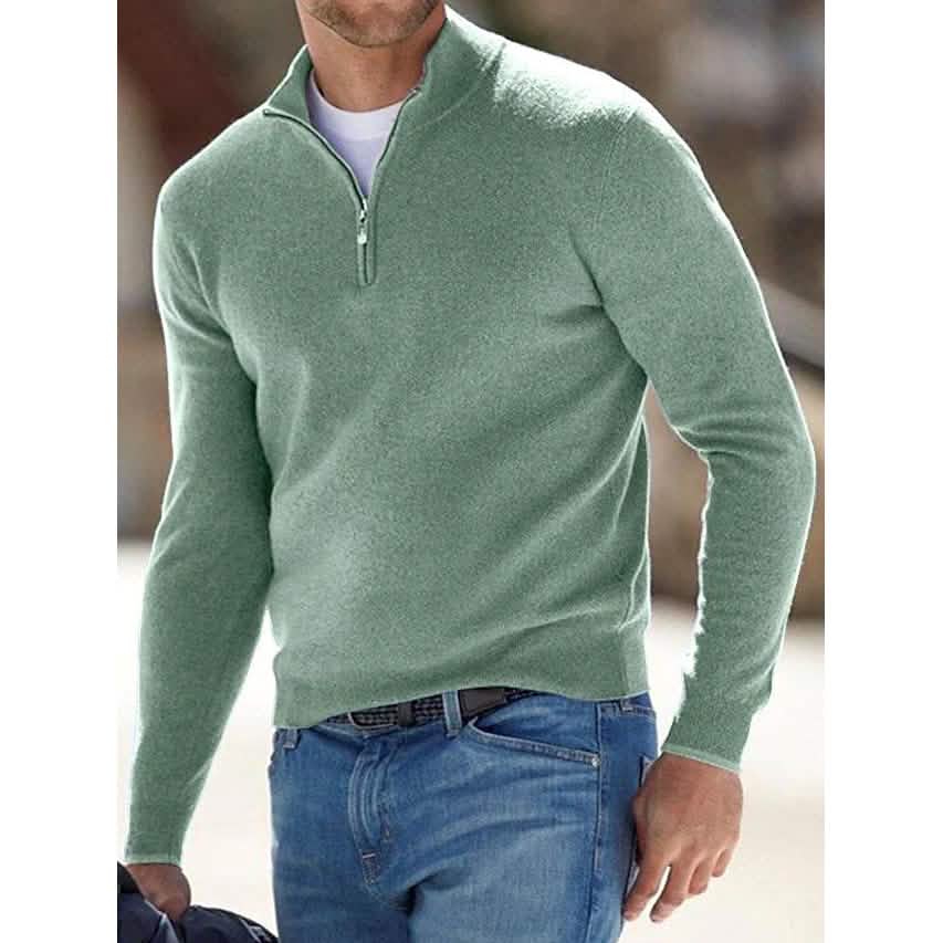 Men's Sweater Jumper Pullover Ribbed Knit Cropped Zipper Knitted Solid Color - A-1 Thread Vault