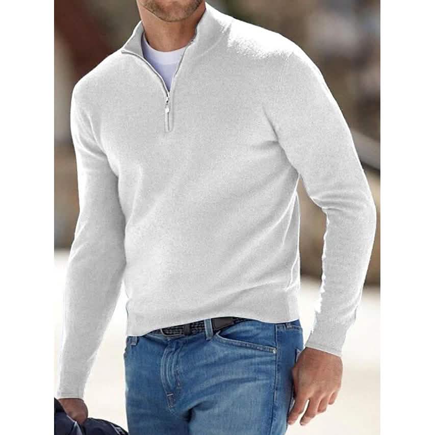 Men's Sweater Jumper Pullover Ribbed Knit Cropped Zipper Knitted Solid Color - A-1 Thread Vault
