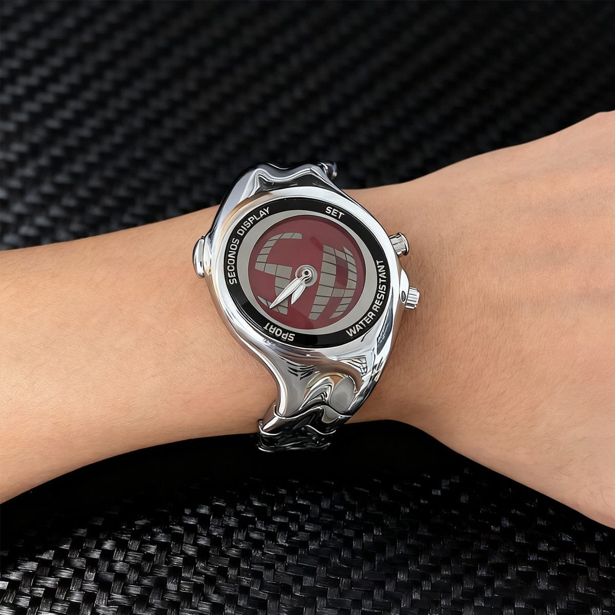 Mens Twisted Vintage Asymmetric Dual-Display Watch - A-1 Thread Vault
