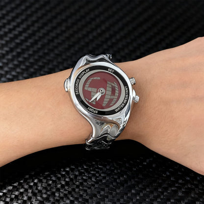 Mens Twisted Vintage Asymmetric Dual-Display Watch - A-1 Thread Vault