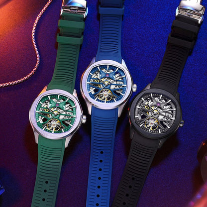Mens Watch With A Transparent Mechanical Skeleton Dial - A-1 Thread Vault