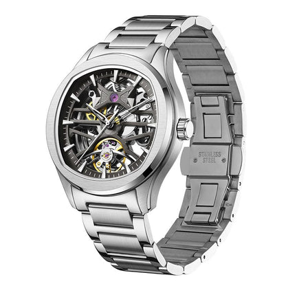 Mens Watch With A Transparent Mechanical Skeleton Dial - A-1 Thread Vault