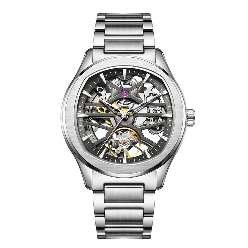 Mens Watch With A Transparent Mechanical Skeleton Dial - A-1 Thread Vault