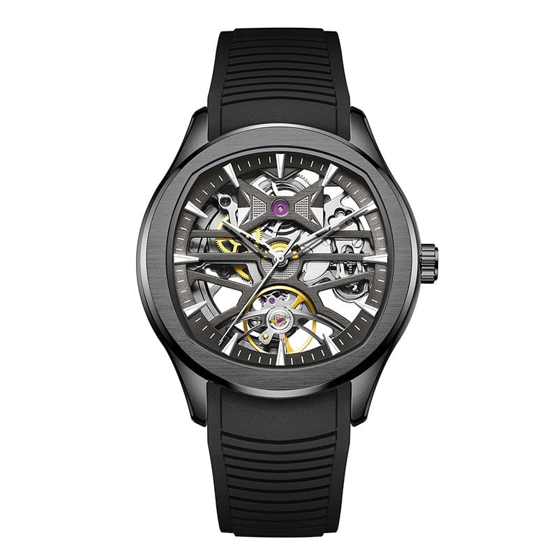 Mens Watch With A Transparent Mechanical Skeleton Dial - A-1 Thread Vault