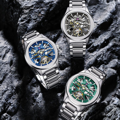 Mens Watch With A Transparent Mechanical Skeleton Dial - A-1 Thread Vault
