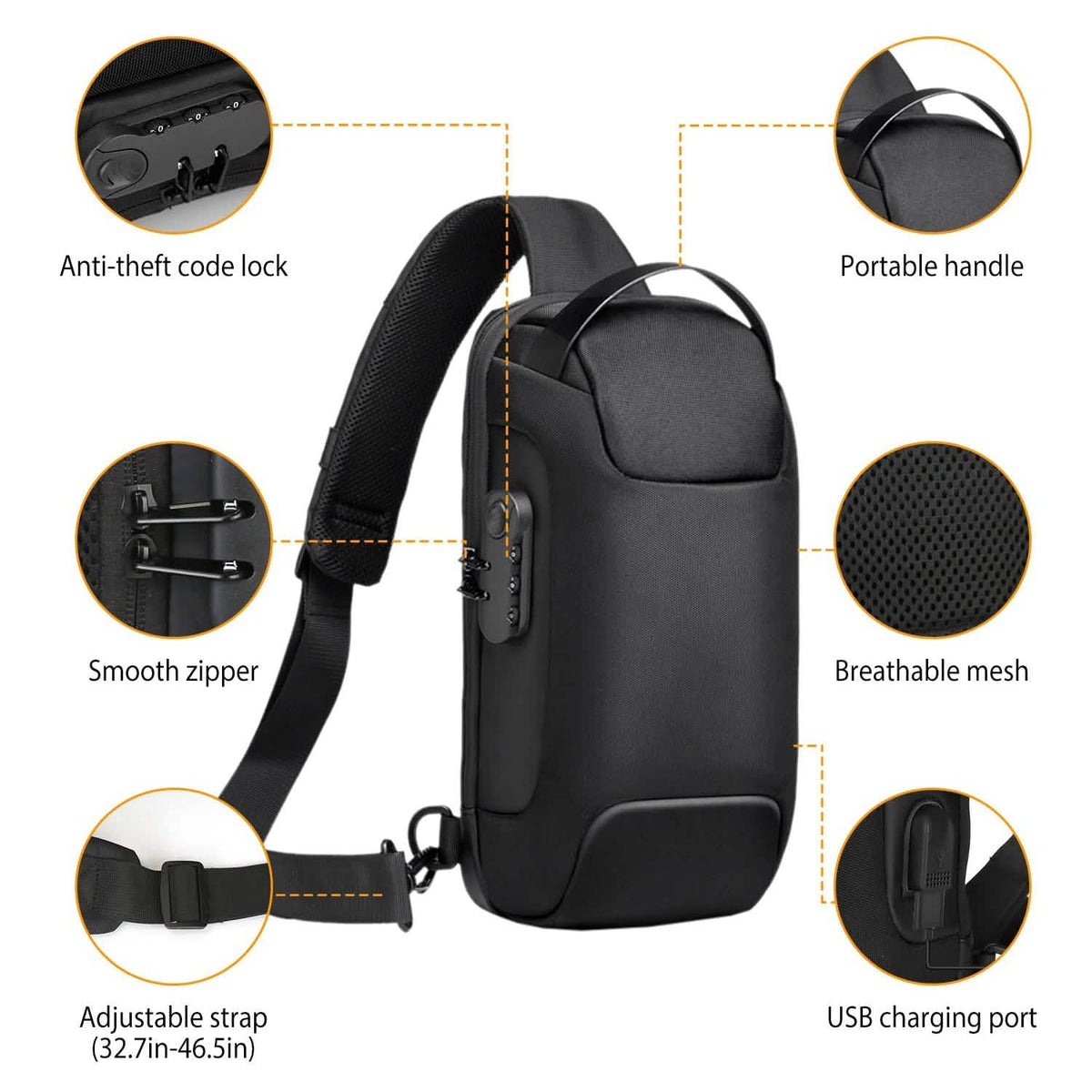 Men's Waterproof Anti-Theft Sling Backpack - A-1 Thread Vault