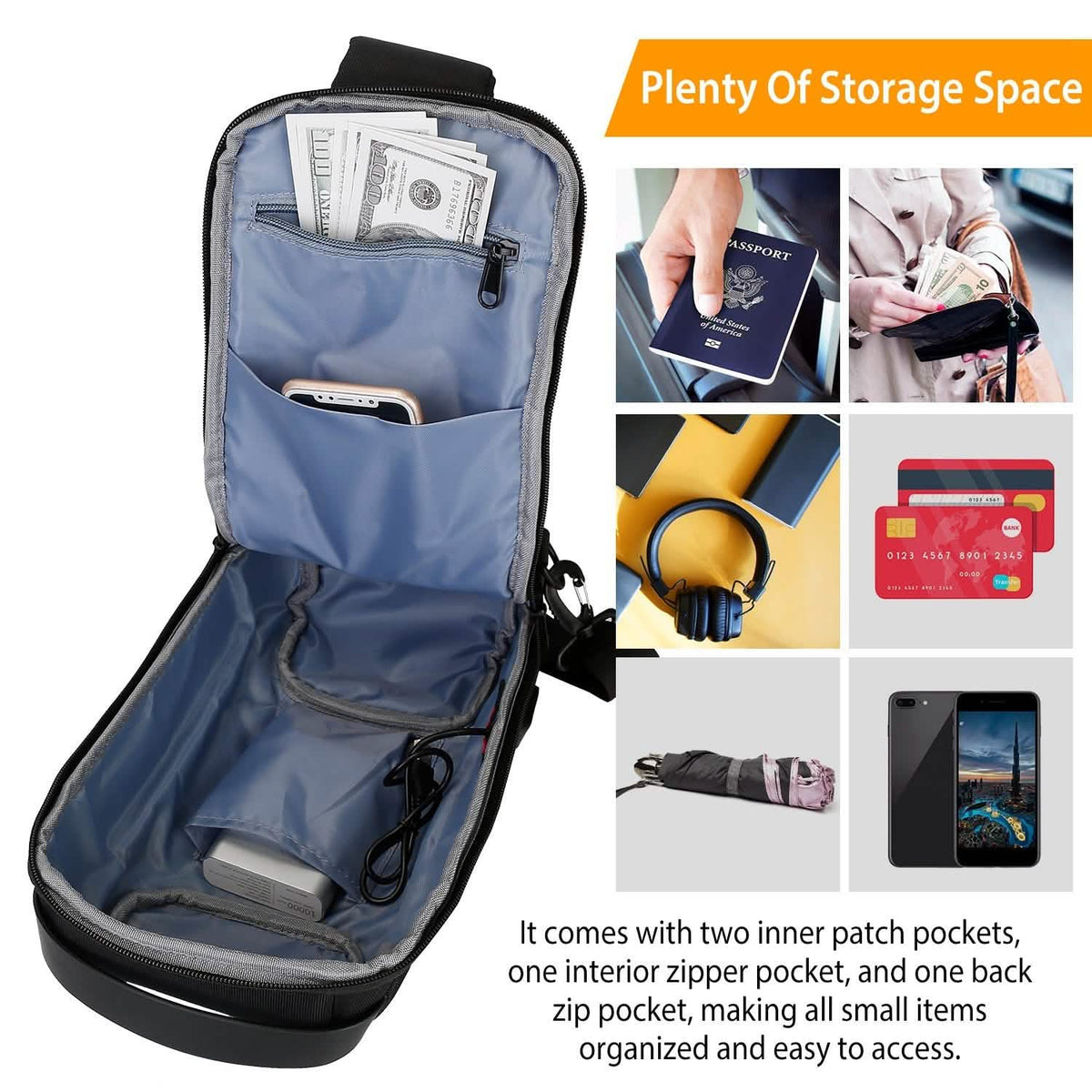Men's Waterproof Anti-Theft Sling Backpack - A-1 Thread Vault