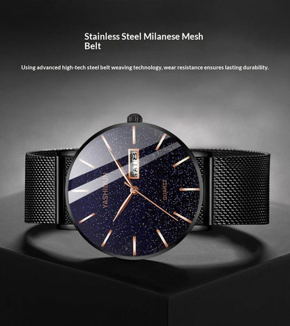 Mens Waterproof Dual-Date Starry Sky Watch - A-1 Thread Vault