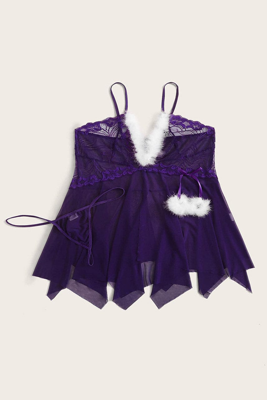 Mesh and Lace Pom Pom Babydoll - A-1 Thread Vault
