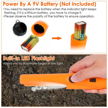 Metal Detector Pin Pointer with Retractable Hanging Wire - A-1 Thread Vault