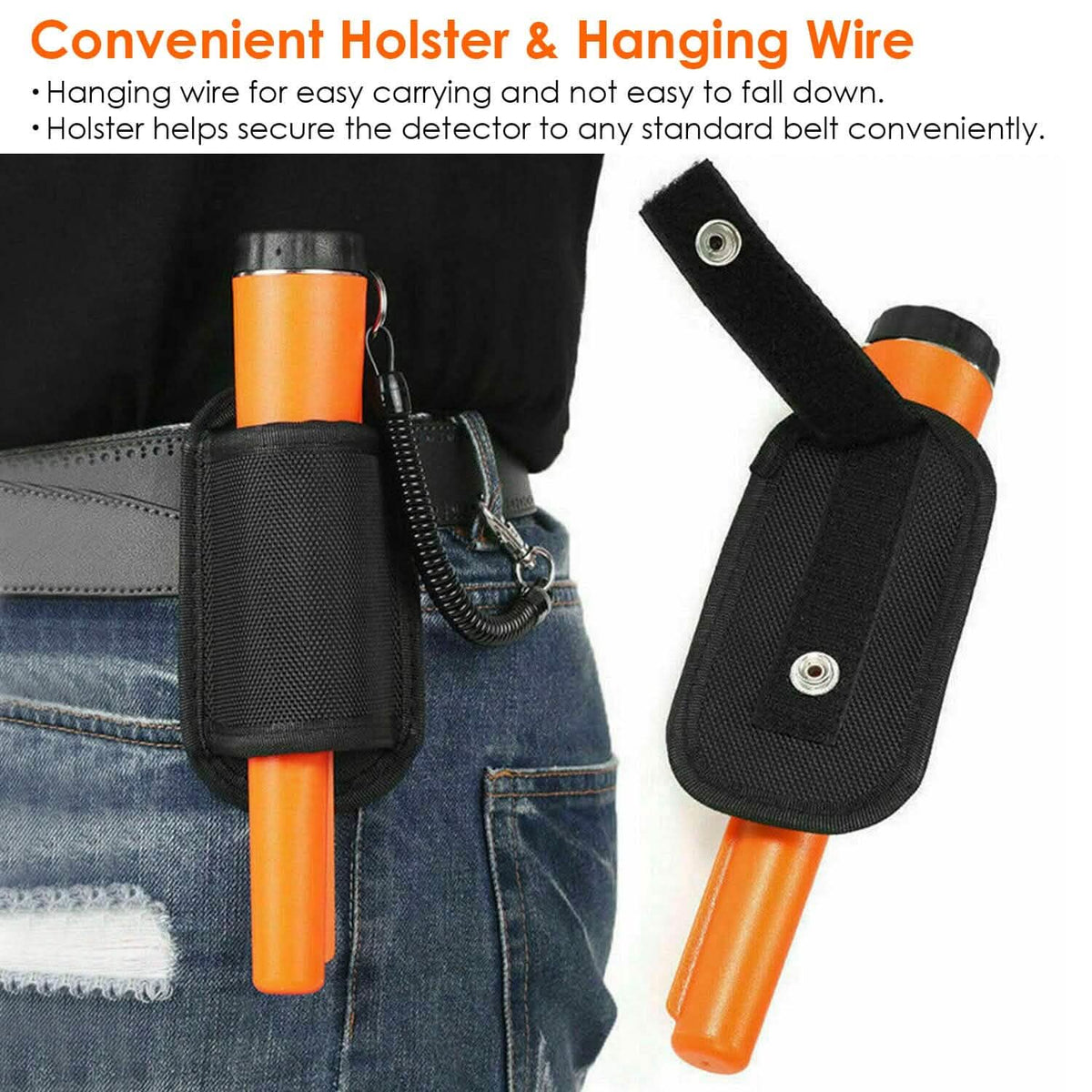 Metal Detector Pin Pointer with Retractable Hanging Wire - A-1 Thread Vault