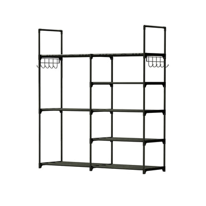 Metal Shoe Storage Shelf Free Standing Shoe Stand with 2 Row Hooks - A-1 Thread Vault
