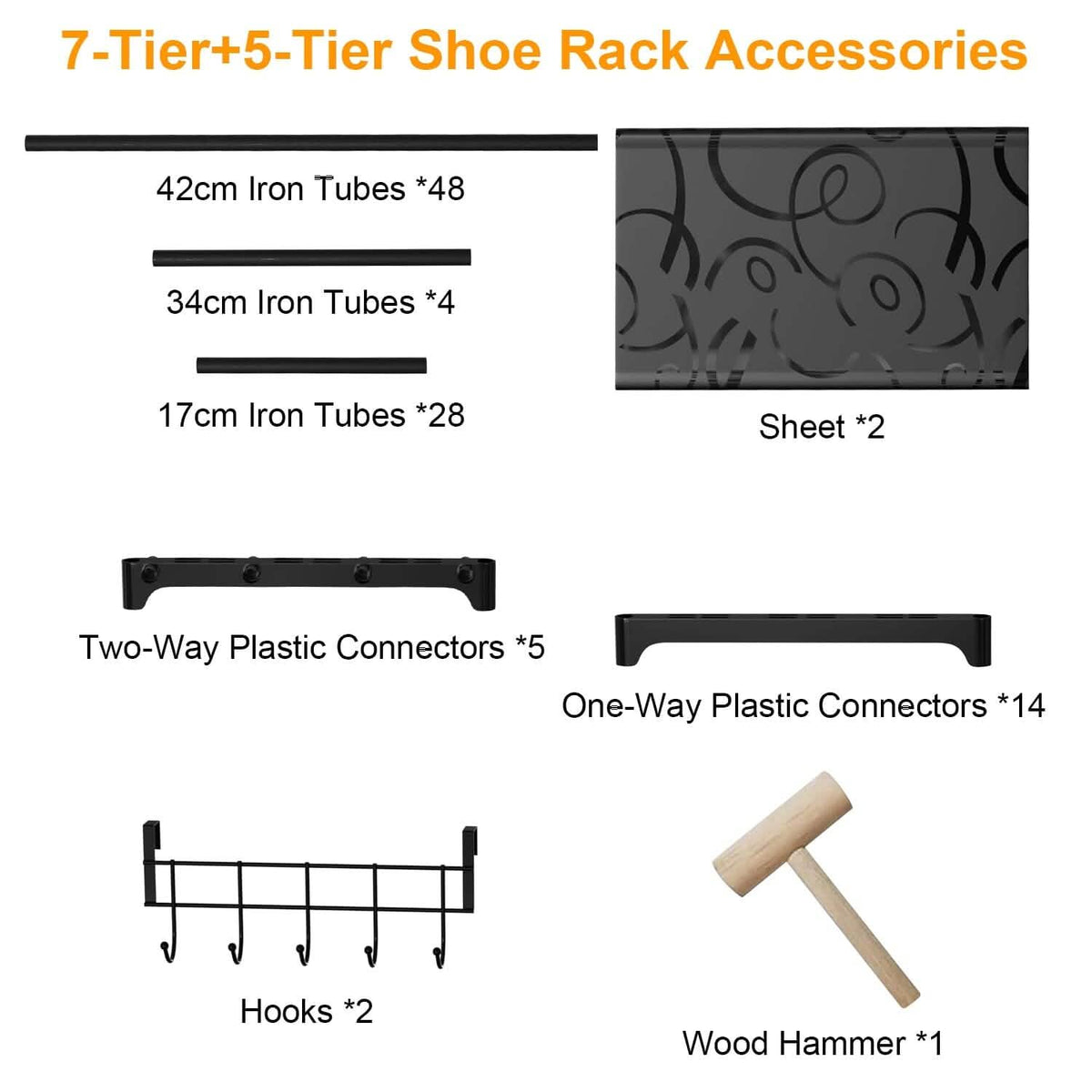 Metal Shoe Storage Shelf Free Standing Shoe Stand with 2 Row Hooks - A-1 Thread Vault