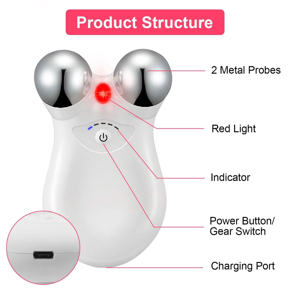 Micro-Current Face Massager Rechargeable Roller with 5 Gears - A-1 Thread Vault