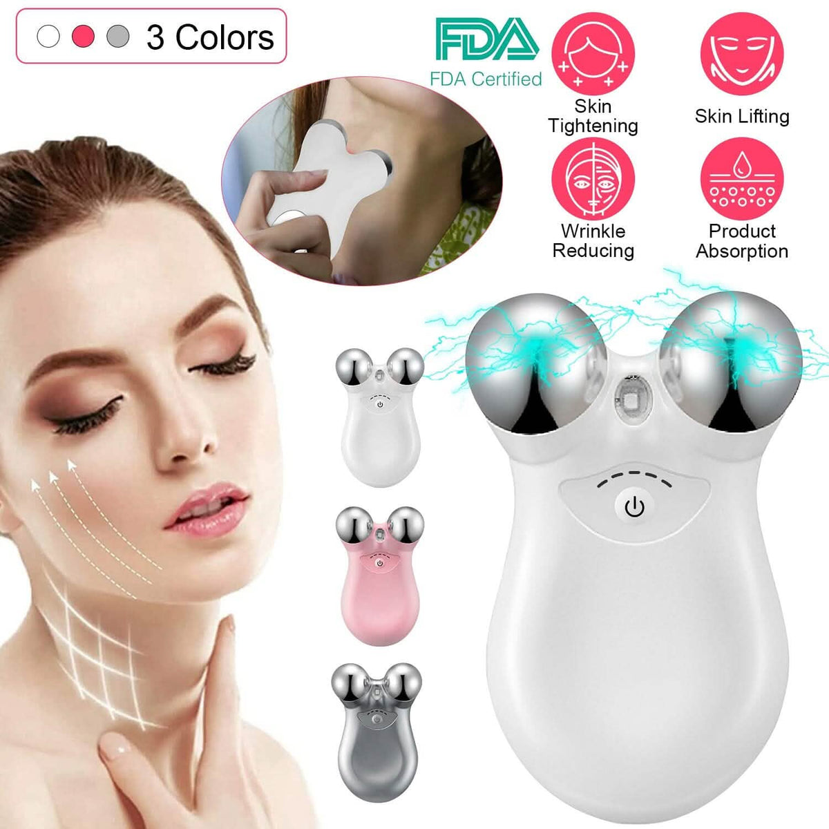 Micro-Current Face Massager Rechargeable Roller with 5 Gears - A-1 Thread Vault