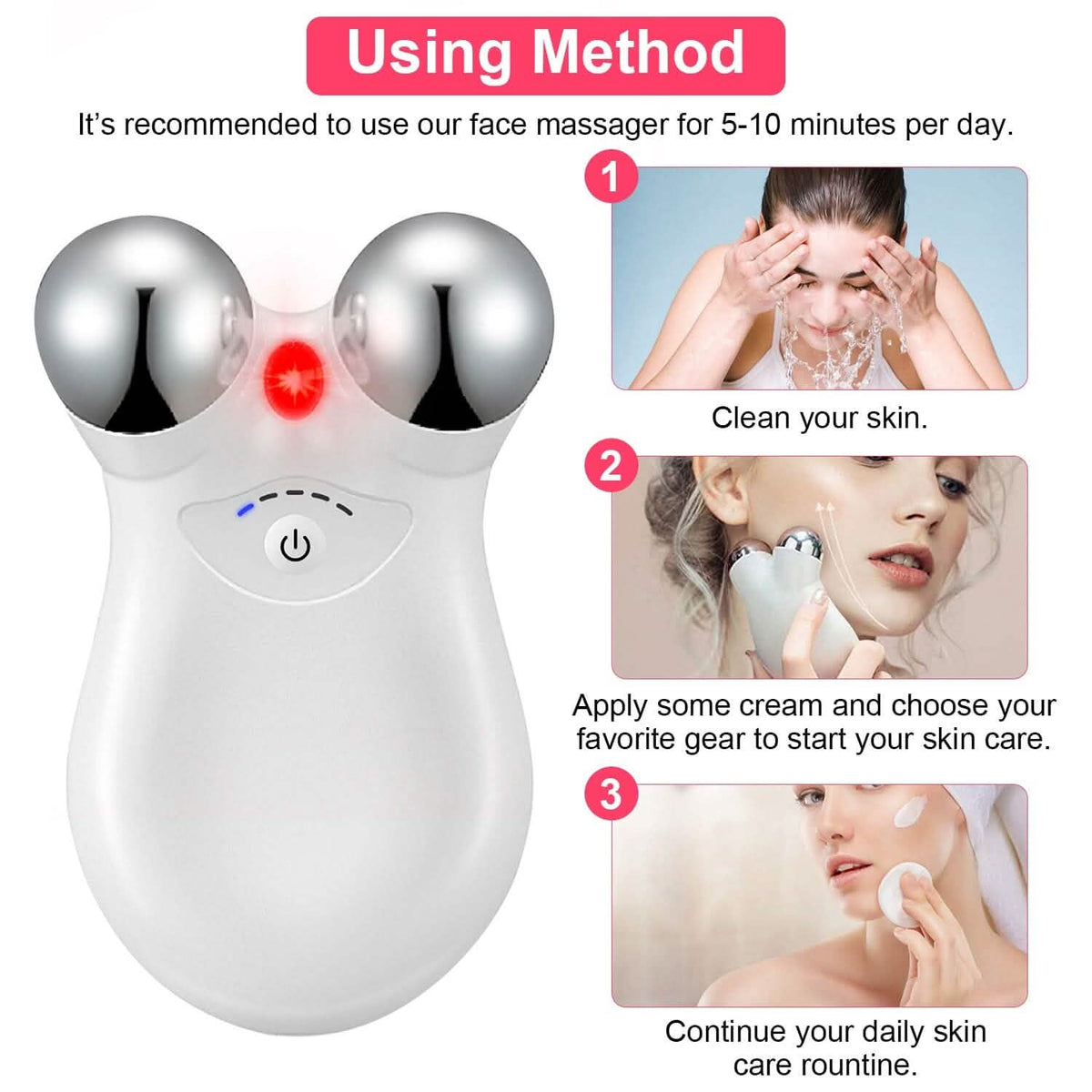 Micro-Current Face Massager Rechargeable Roller with 5 Gears - A-1 Thread Vault