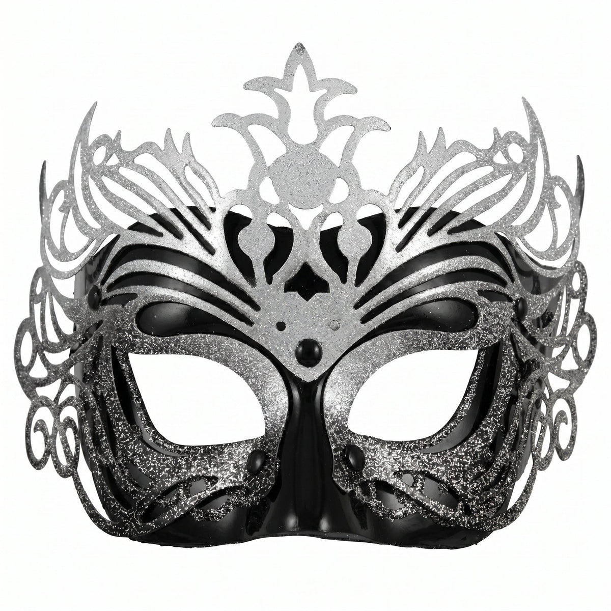 Midnight Elegance: Black & Silver Masquerade Mask - A-1 Thread Vault