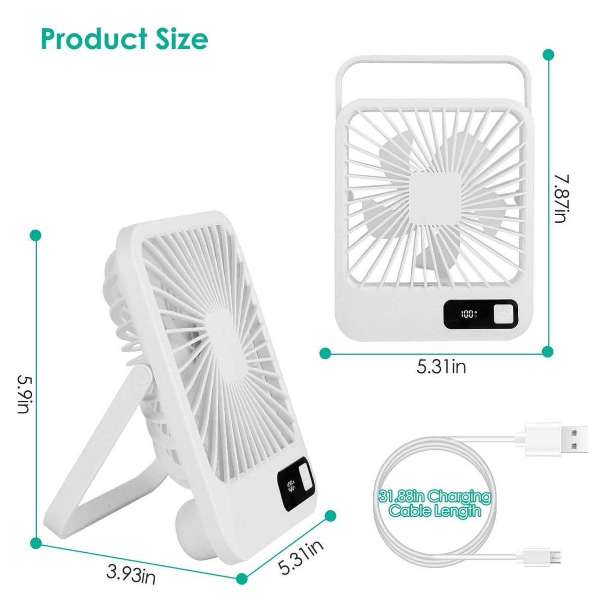 Mini Desktop Cooling Fan Rechargeable Battery Powered with LCD Display - A-1 Thread Vault