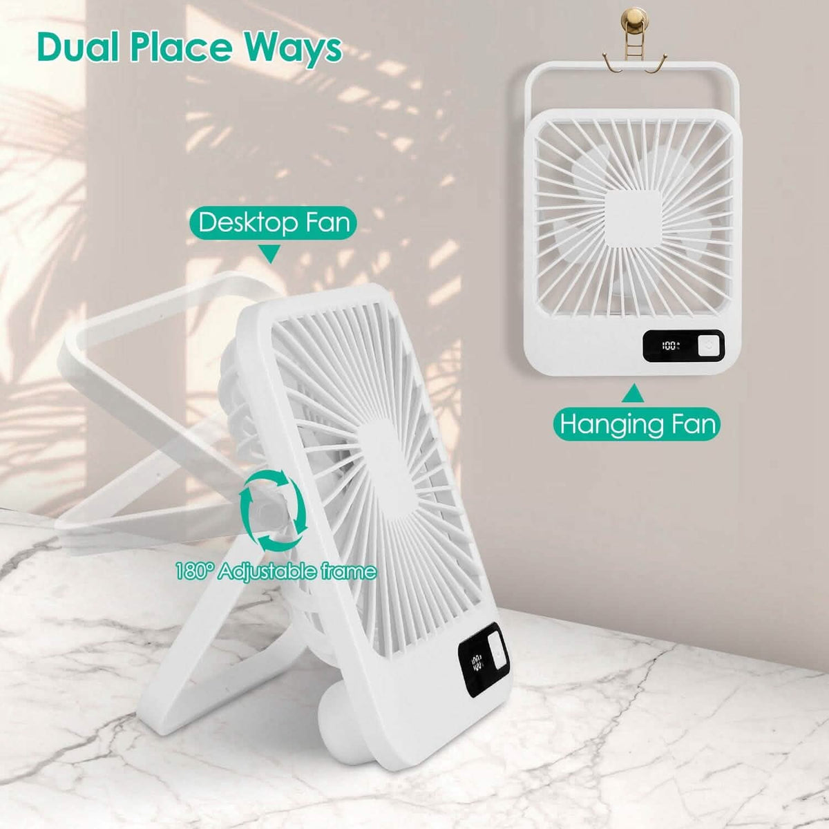 Mini Desktop Cooling Fan Rechargeable Battery Powered with LCD Display - A-1 Thread Vault
