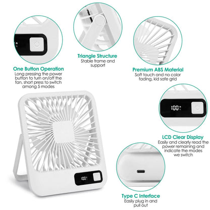 Mini Desktop Cooling Fan Rechargeable Battery Powered with LCD Display - A-1 Thread Vault