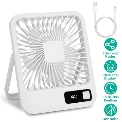 Mini Desktop Cooling Fan Rechargeable Battery Powered with LCD Display - A-1 Thread Vault