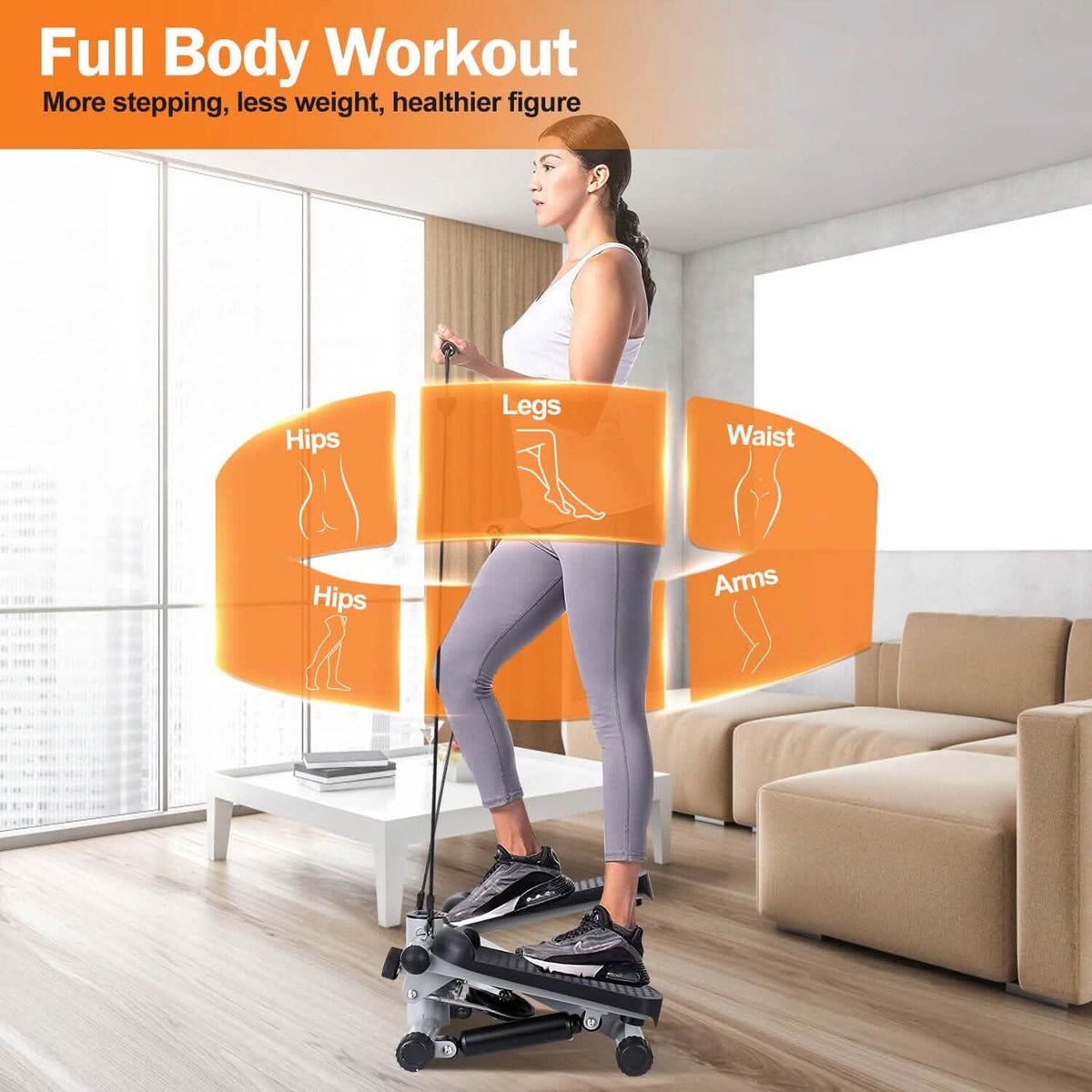 Mini Fitness Stepper with 2 Resistance Bands LCD Monitor - A-1 Thread Vault
