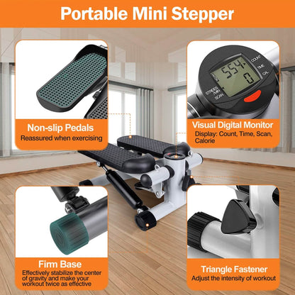 Mini Fitness Stepper with 2 Resistance Bands LCD Monitor - A-1 Thread Vault