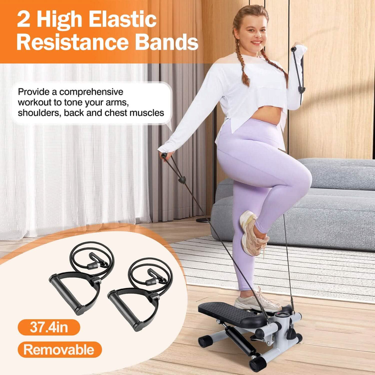 Mini Fitness Stepper with 2 Resistance Bands LCD Monitor - A-1 Thread Vault