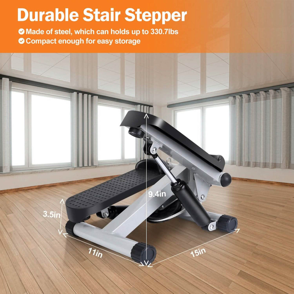 Mini Fitness Stepper with 2 Resistance Bands LCD Monitor - A-1 Thread Vault