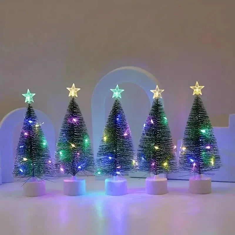 Mini Lighted Colorful Christmas Tree with LED Night Light Acrylic Artificial - A-1 Thread Vault