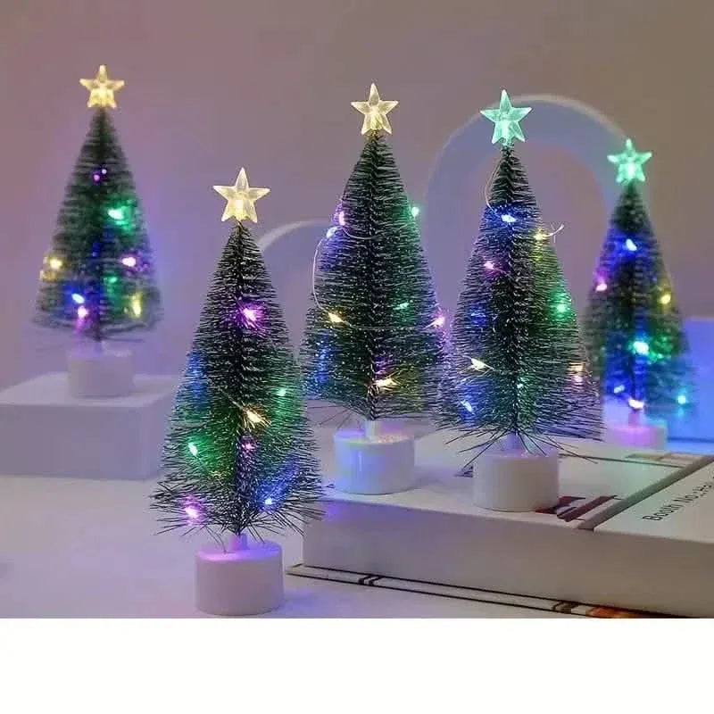 Mini Lighted Colorful Christmas Tree with LED Night Light Acrylic Artificial - A-1 Thread Vault