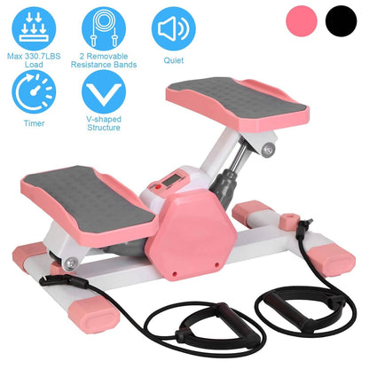 Mini Stepper Stair Stepper with Resistance Bands Quiet Workout with Digital Timer - A-1 Thread Vault