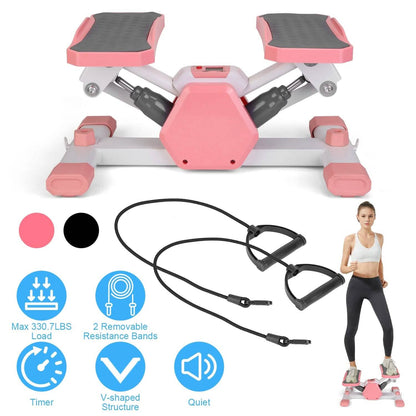 Mini Stepper Stair Stepper with Resistance Bands Quiet Workout with Digital Timer - A-1 Thread Vault