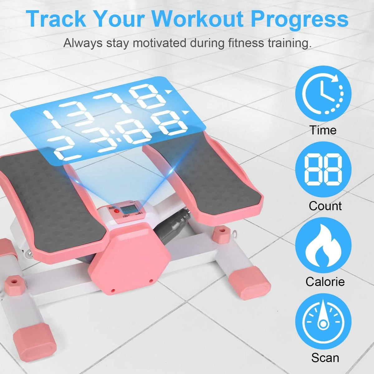 Mini Stepper Stair Stepper with Resistance Bands Quiet Workout with Digital Timer - A-1 Thread Vault
