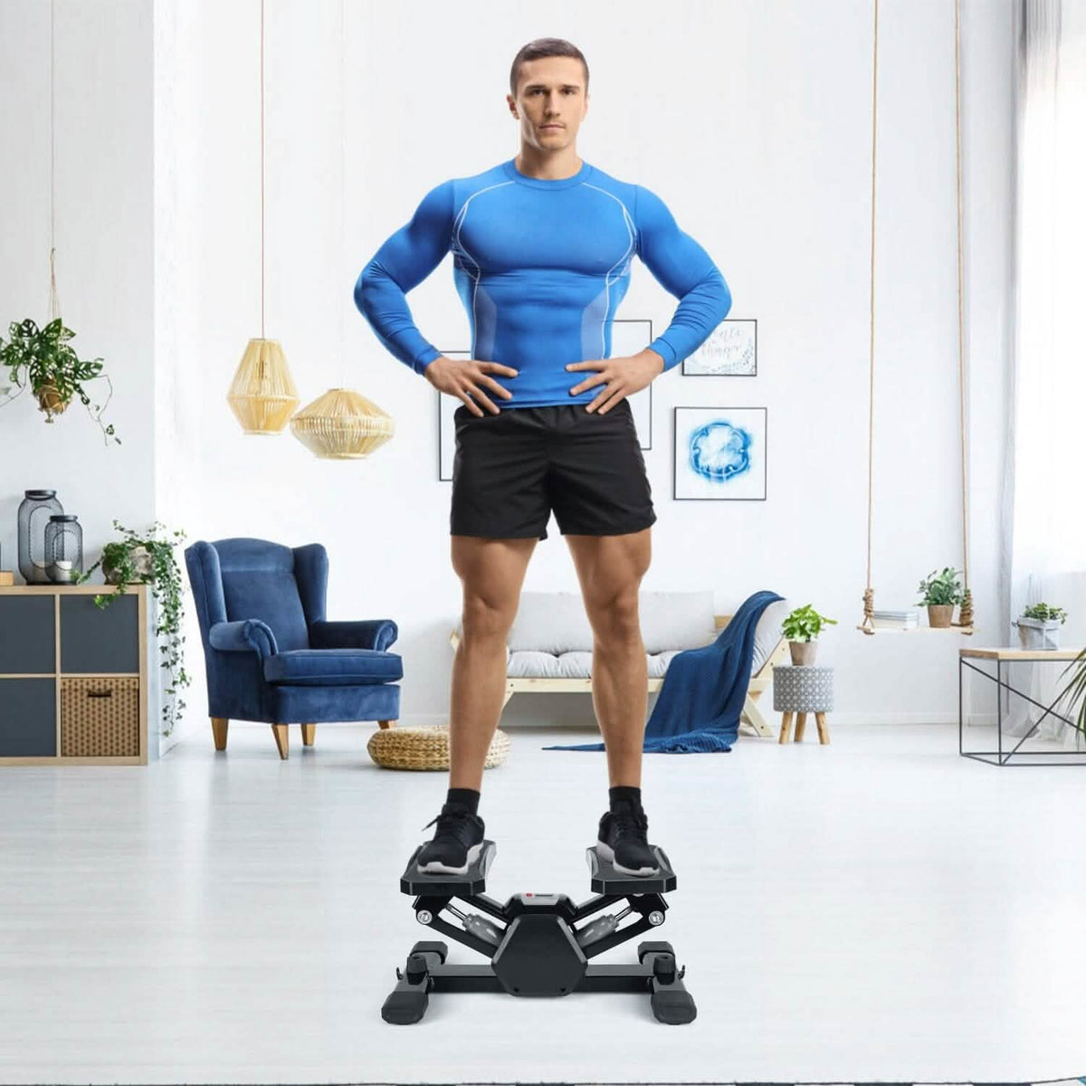 Mini Stepper Stair Stepper with Resistance Bands Quiet Workout with Digital Timer - A-1 Thread Vault
