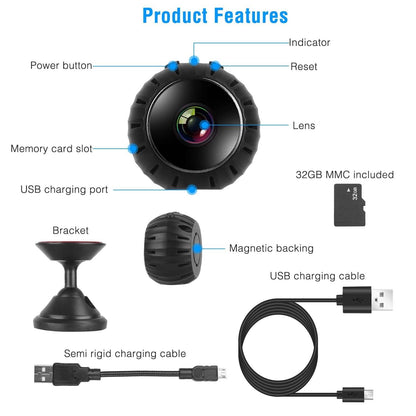 Mini Wireless Camera Wifi IR Night Vision HD 1080P Home Security - A-1 Thread Vault