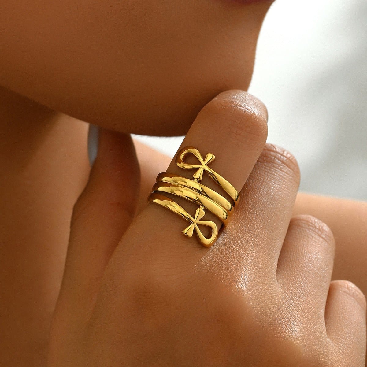 Minimalist Bow Design Statement Ring (MAC411) - A-1 Thread Vault