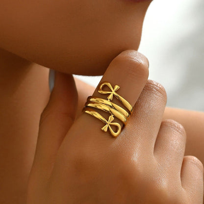 Minimalist Bow Design Statement Ring (MAC411) - A-1 Thread Vault