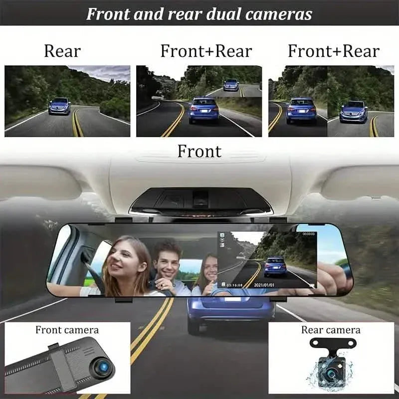 Mirror Dash Cam 4.5 Inch Rear View Mirror 1080P Front and Rear View Dual Cameras - A-1 Thread Vault
