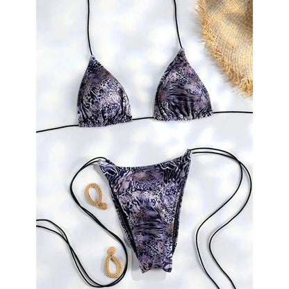 Miyouj 2025 Bikini String Swimsuit Sexy Female Bathsuit Women Swimwear High Cut Bathwear Bandage Biquini Leopard Two Pieces Suit - A-1 Thread Vault