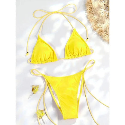 Miyouj 2025 Bikini String Swimsuit Sexy Female Bathsuit Women Swimwear High Cut Bathwear Bandage Biquini Leopard Two Pieces Suit - A-1 Thread Vault