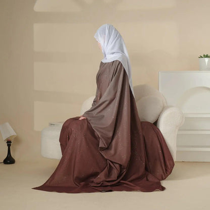 Glitter Gradient Polyester Abaya Set 4-Piece (MOA036) - A-1 Thread Vault